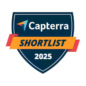 Capterra award badge, showing Xero on the shortlist for 2025